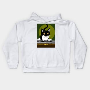 Cute Tuxedo Cat is up to mischief  Copyright TeAnne Kids Hoodie